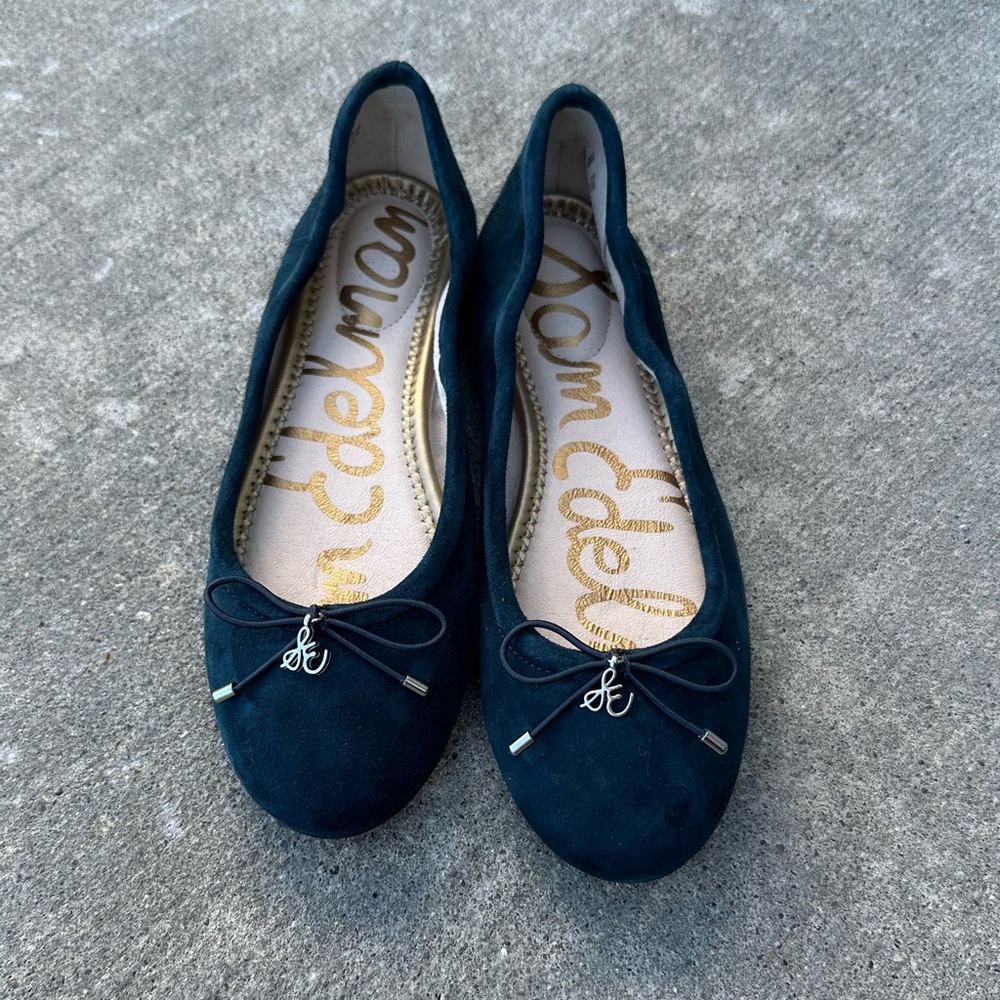 New in Box SAM EDELMAN Felicia Flat Suede Navy (Dark Teal) SIZE 4, NOT A 5 - Picture 7 of 10
